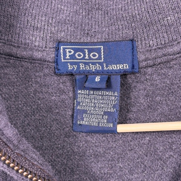 VTG‎ Polo Ralph Lauren Gray Quarter Zip Long Sleeve Pullover Sweater Boys Size 6 - Picture 3 of 13